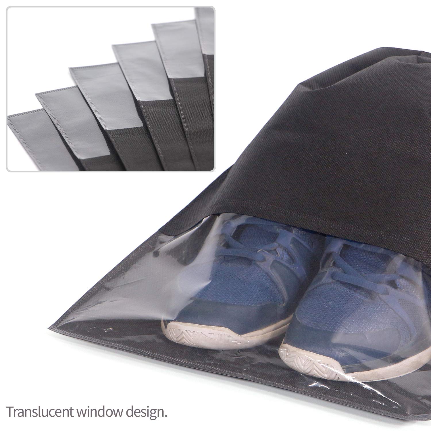 12PCS Travel Shoe Bags with Drawstring - Large Shoe Storage Pouches for Men & Women - Black - Perfect for Packing, Gym, Camping & Organization