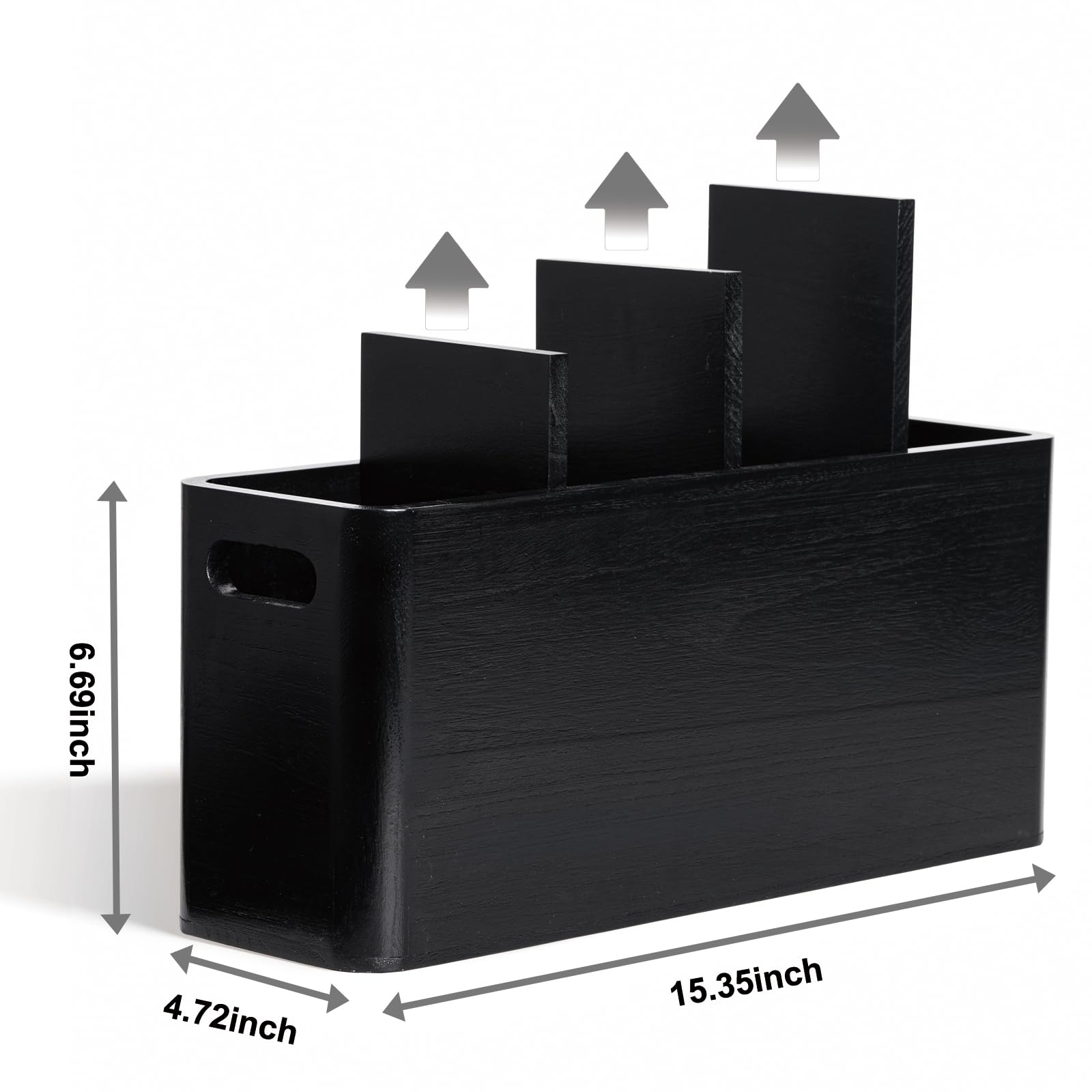 Extra Large Farmhouse Utensil Holder for Kitchen Counter - 4 Compartment Wooden Organizer for Spoons, Spatulas & Cooking Tools - Rustic Black Countertop Storage (Perfect for Farmhouse, Modern & Country Style Kitchens)