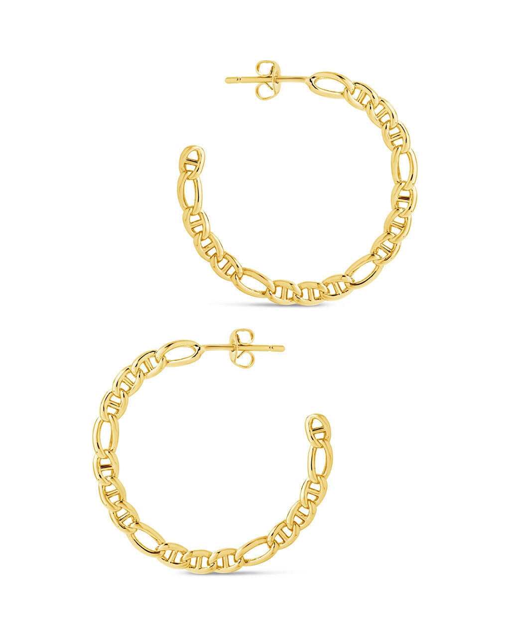 Rylan Flat Chain Hoop Earrings for Women - 14K Gold Plated Minimalist Dangle Earrings | Perfect for Everyday Wear, Office, Date Night & Special Occasions