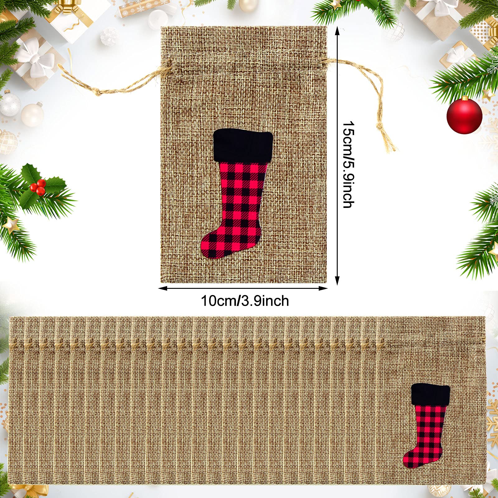 24-Piece Christmas Burlap Gift Bags with Drawstrings - Reusable Holiday Treat Bags for Candy, Jewelry & Party Favors - Perfect for Christmas, Weddings & Festive Celebrations