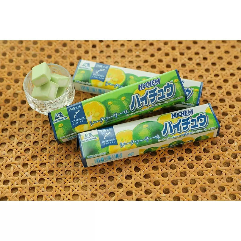 Hi Chew Okinawa Shikuwasa Lime Flavored Chewy Candy 5 Sticks - Japanese Soft Candy for Snacking, Office Treats & Travel