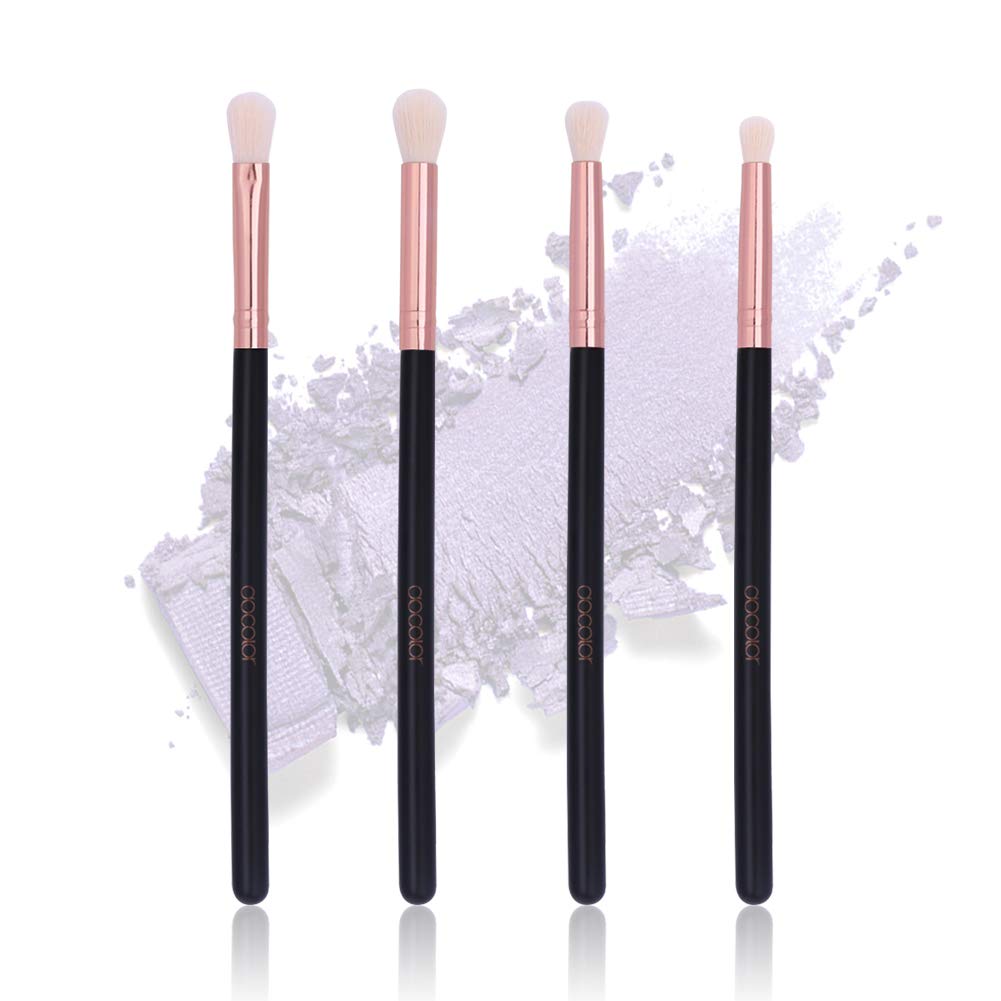 Docolor 4-Piece Eyeshadow Brush Set - Soft Rose Gold Makeup Brushes for Shading & Blending | Perfect for Beginners & Professional Eye Makeup | Ideal for Daily Use, Travel & Makeup Kits