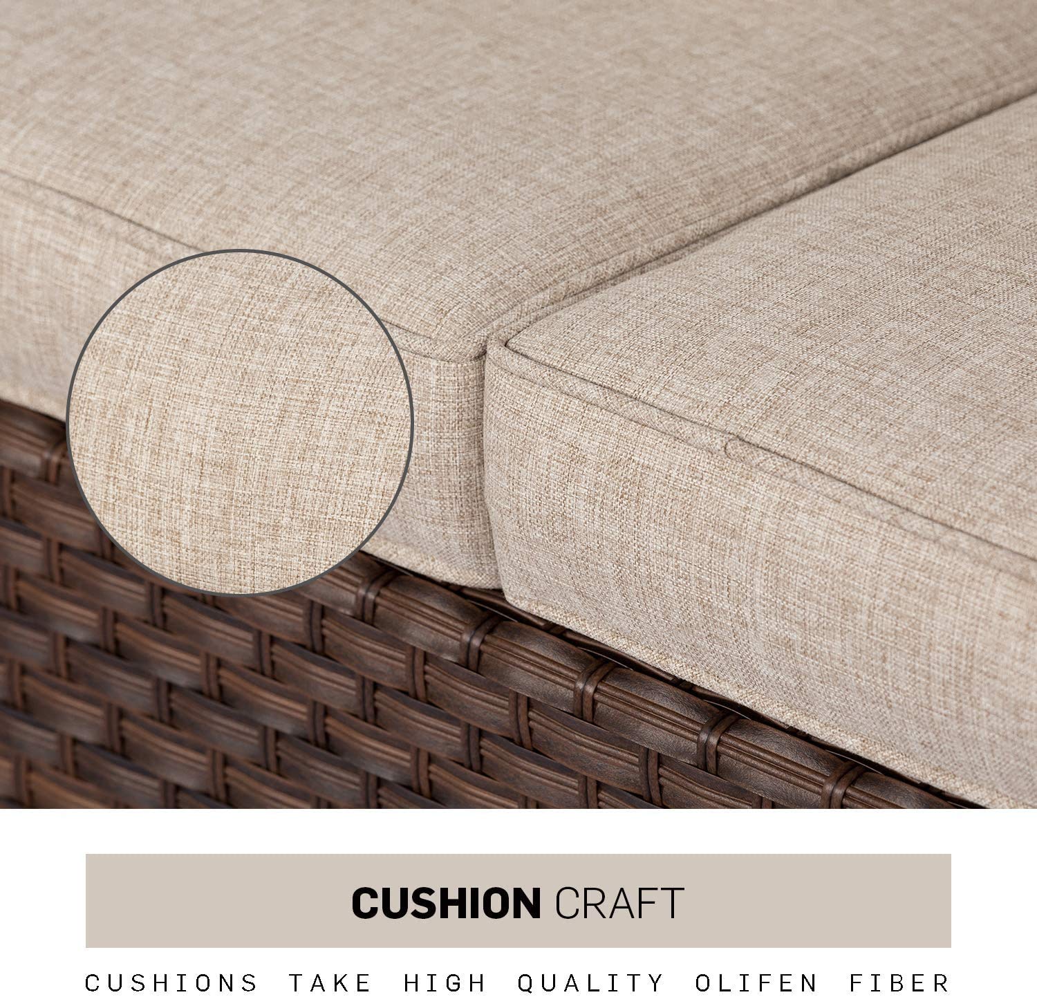 SOLAURA 4-Piece Outdoor Patio Furniture Set - All-Weather Wicker Sectional Sofa with Tempered Glass Coffee Table, Brown - Perfect for Backyard, Garden, and Poolside Relaxation