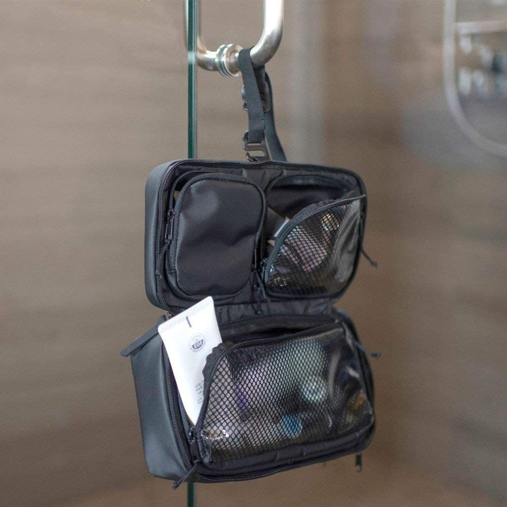 NOMATIC Travel Toiletry Bag - Small V2 (Black) - Compact & Water-Resistant Wash Bag for Toiletries & Makeup - Perfect for Air Travel, Camping, and Gym Essentials