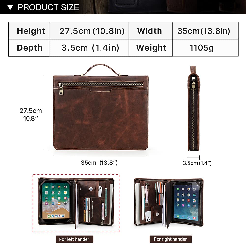 Premium Genuine Leather Travel Portfolio for iPad Pro 12.9