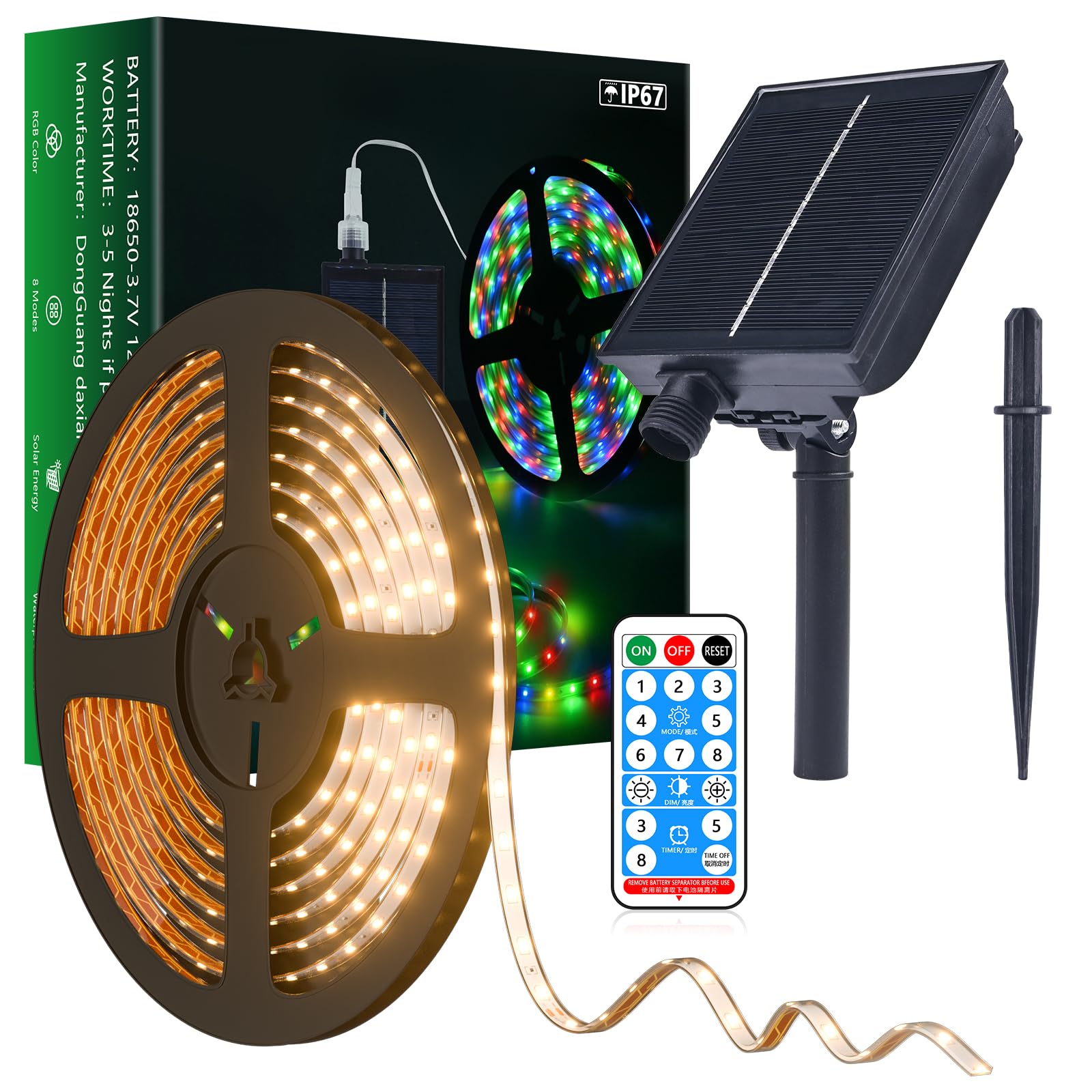MIWATT Solar LED Strip Lights, Waterproof Outdoor String Lights with Remote & Timer, PVC Tube Cover for Bedroom, Garden, Patio, Pool, Christmas Decoration – Perfect for Parties, Weddings, and Holiday Lighting