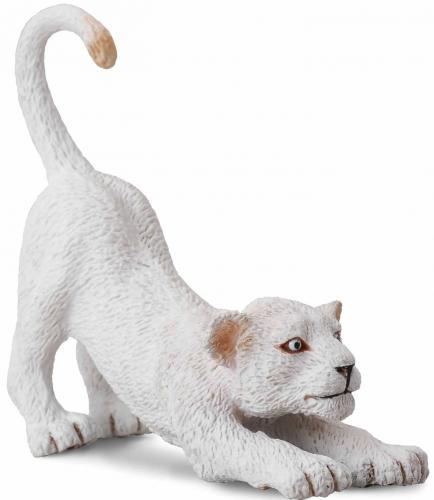 CollectA Wild Animal Figurine - Realistic White Lion Cub Stretching Pose Toy for Kids, Educational Wildlife Model for Play, Display & Collection - Perfect for Safari Themed Parties & Nature Learning