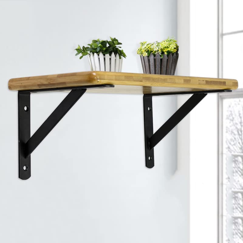 Heavy Duty 10 Inch Shelf Brackets - 4 Pack Metal Floating Shelf Supports, 90 Degree Angle Brackets for Shelving, Wall Mounted Shelves - Perfect for Home, Office, Garage Storage Organization