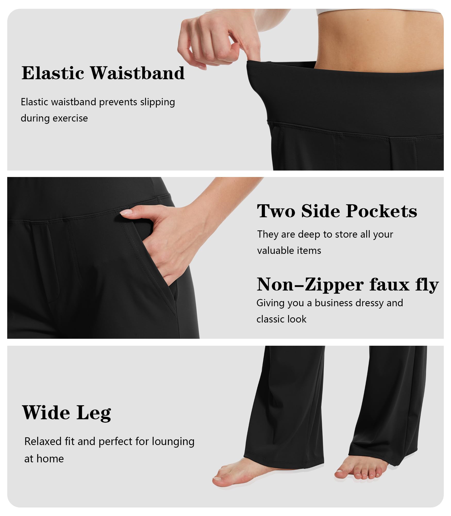 Women's High Waist Wide Leg Yoga Pants - Stretchy Lounge Sweatpants with Pockets for Casual Wear, Workout & Home Comfort
