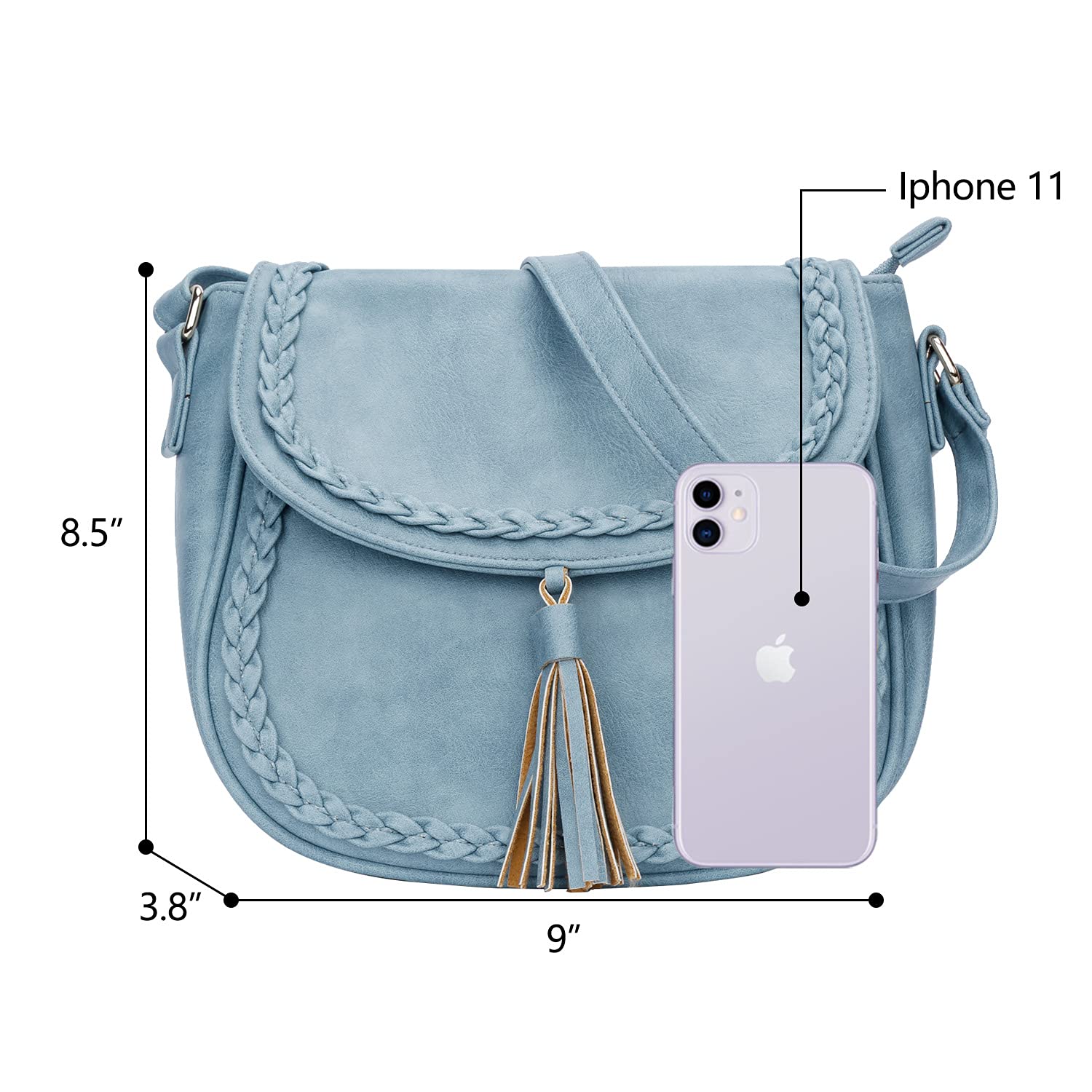 KKXIU Women's Casual Flap Saddle Crossbody Bag with Tassel - Stylish Shoulder Purse for Everyday Use, Work, Travel & Shopping