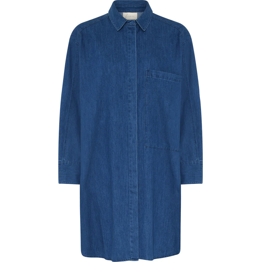 Lyon Denim Shirt for Men & Women | Clear Blue Washed Cotton Button-Up Shirt | Casual & Work Wear
