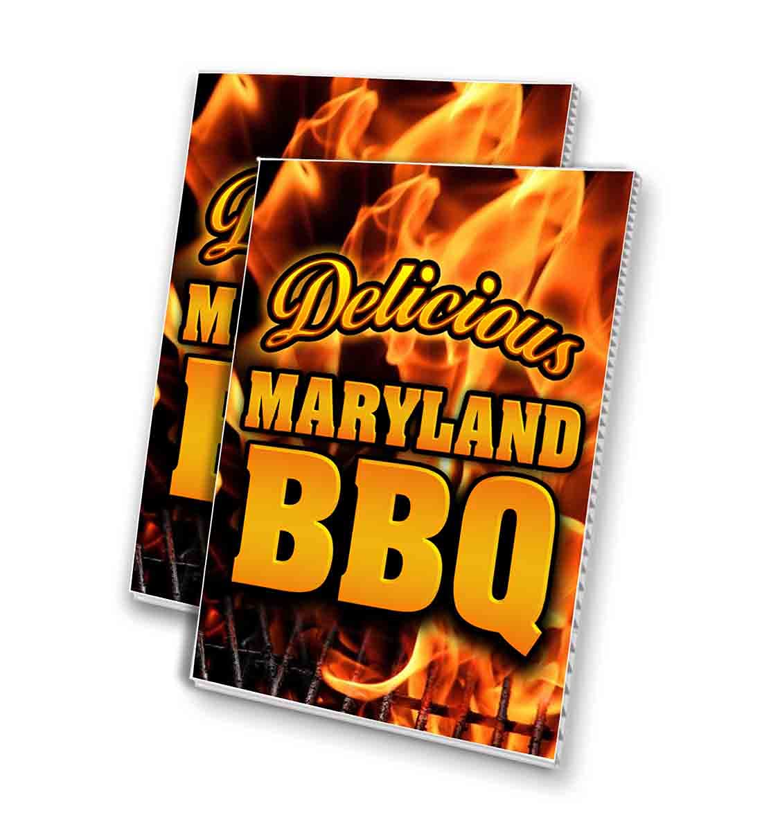 Maryland BBQ 24x36 Inch 4mm Corrugated Plastic Sign - Double-Sided Printing (Pack of 2) | Durable Outdoor Yard Decor for Parties, Tailgating & Backyard Events