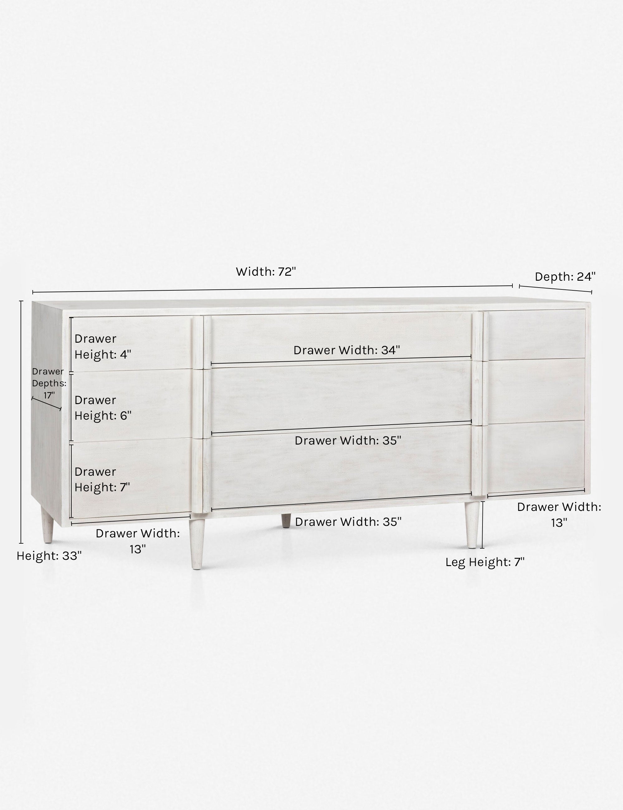 Modern 6-Drawer Wooden Dresser for Bedroom - Maci Dresser with Mirror, Sturdy Storage Organizer for Clothes, Bedroom Furniture - Perfect for Home, Apartment, and Dorm Room Organization