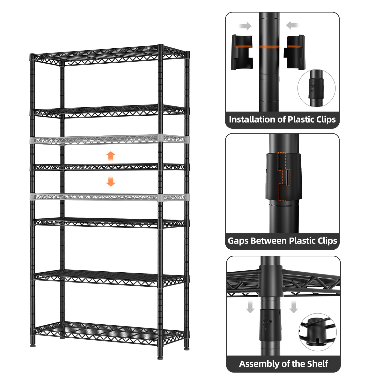 SINGAYE 6-Tier Metal Wire Shelf Organizer - 36