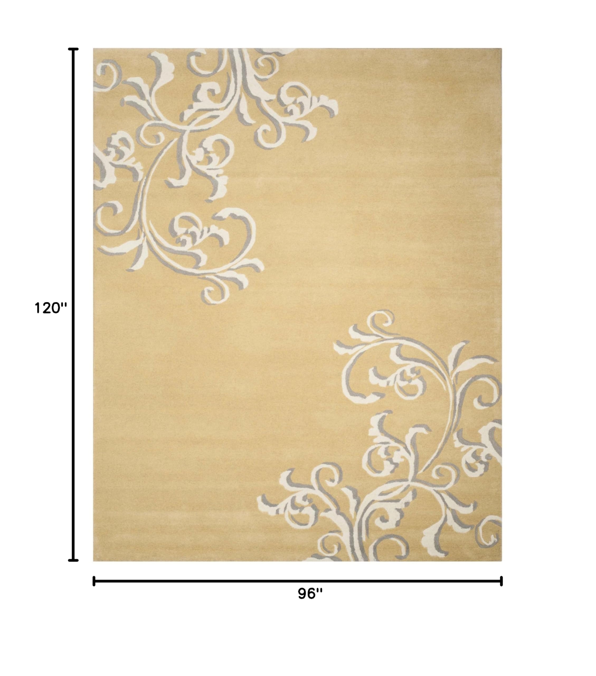 MARTHA STEWART x SAFAVIEH 8' x 10' Soft Yellow MSR4623A Handmade Avalon Vine Wool Area Rug - Perfect for Living Room, Bedroom & Home Decor