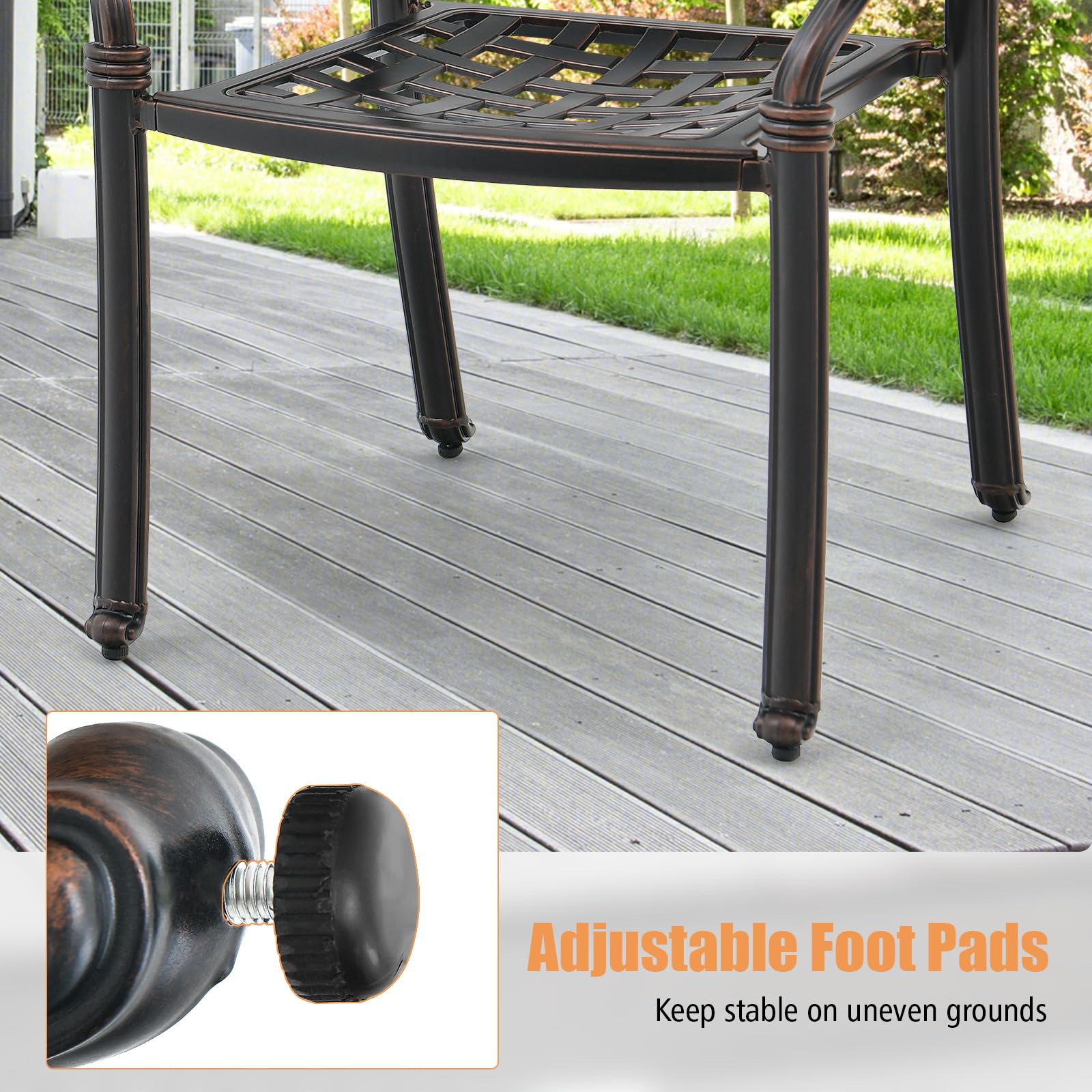 Tangkula 4-Piece Stackable Cast Aluminum Outdoor Dining Chairs Set with Armrests - Patio, Garden, Balcony & Backyard Furniture for Relaxing & Entertaining