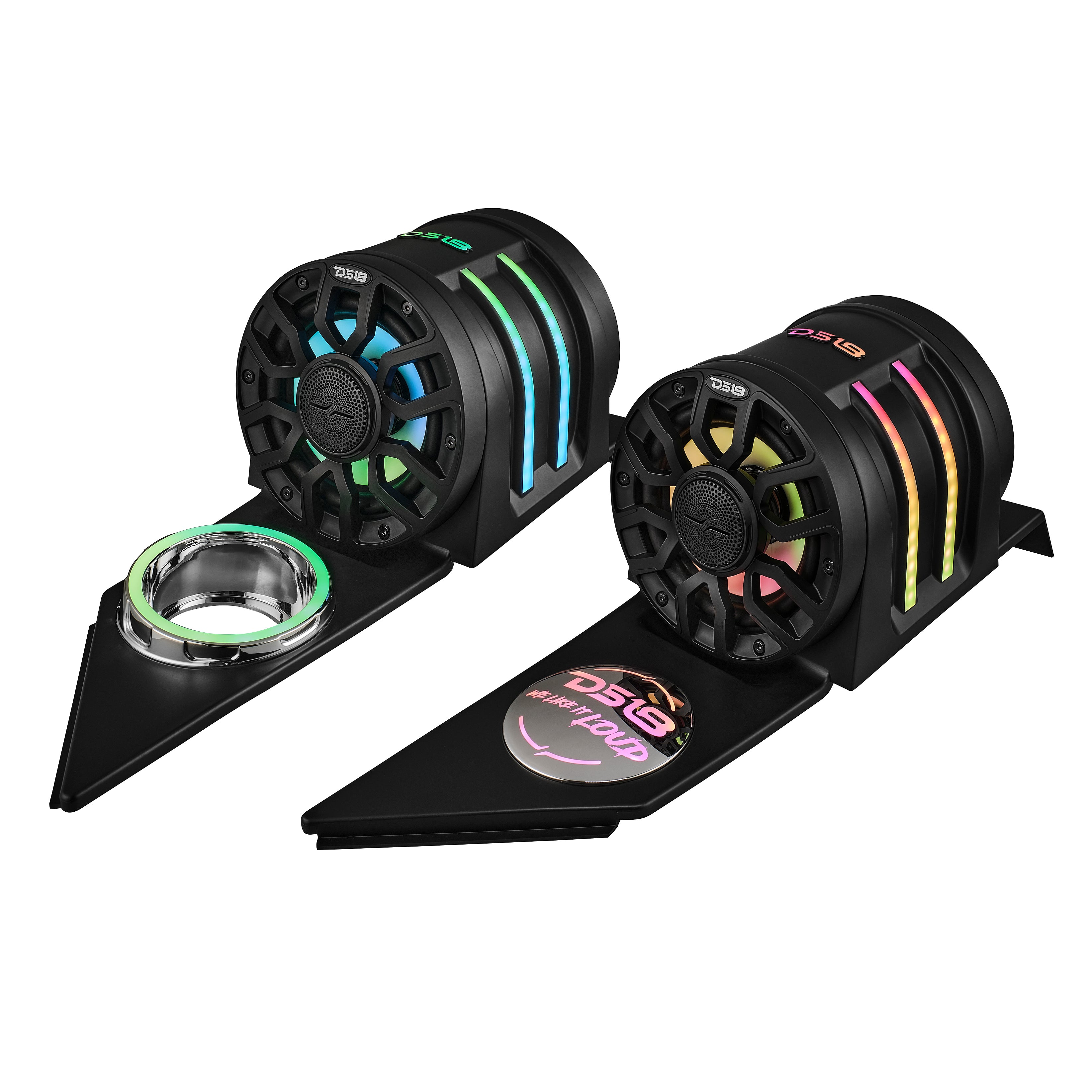 Polaris Slingshot Headrest Speaker Pods with 2 NXL IQ6/BK Speakers & Digital LED Lights | Compatible 2015-Current Models | Upgrade Your Ride with Premium Sound & Lighting for Road Trips & Night Cruises