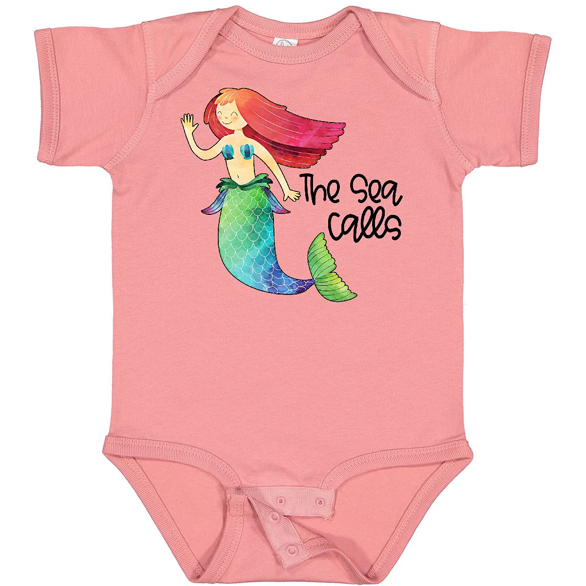 Inktastic The Sea Calls Mermaid with Red Hair Baby Bodysuit - Cute Mermaid Onesie for Newborns & Infants - Perfect for Beach Vacations, Photo Shoots & Birthday Gifts