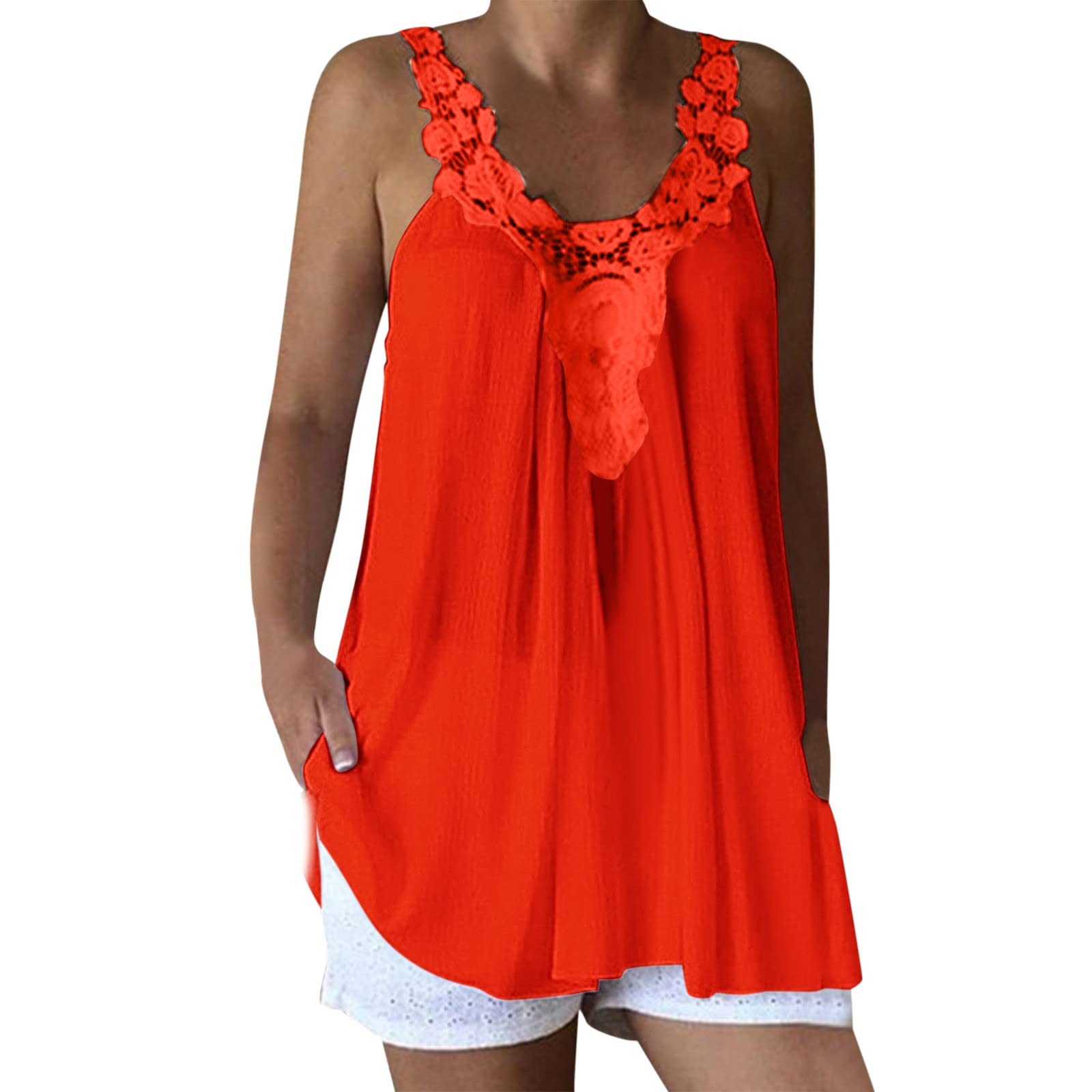 Women's Loose Fit Tank Tops - Summer Sleeveless Lace Strap Casual Shirt for Dressy & Everyday Wear | Perfect for Beach, Gym, and Outdoor Activities