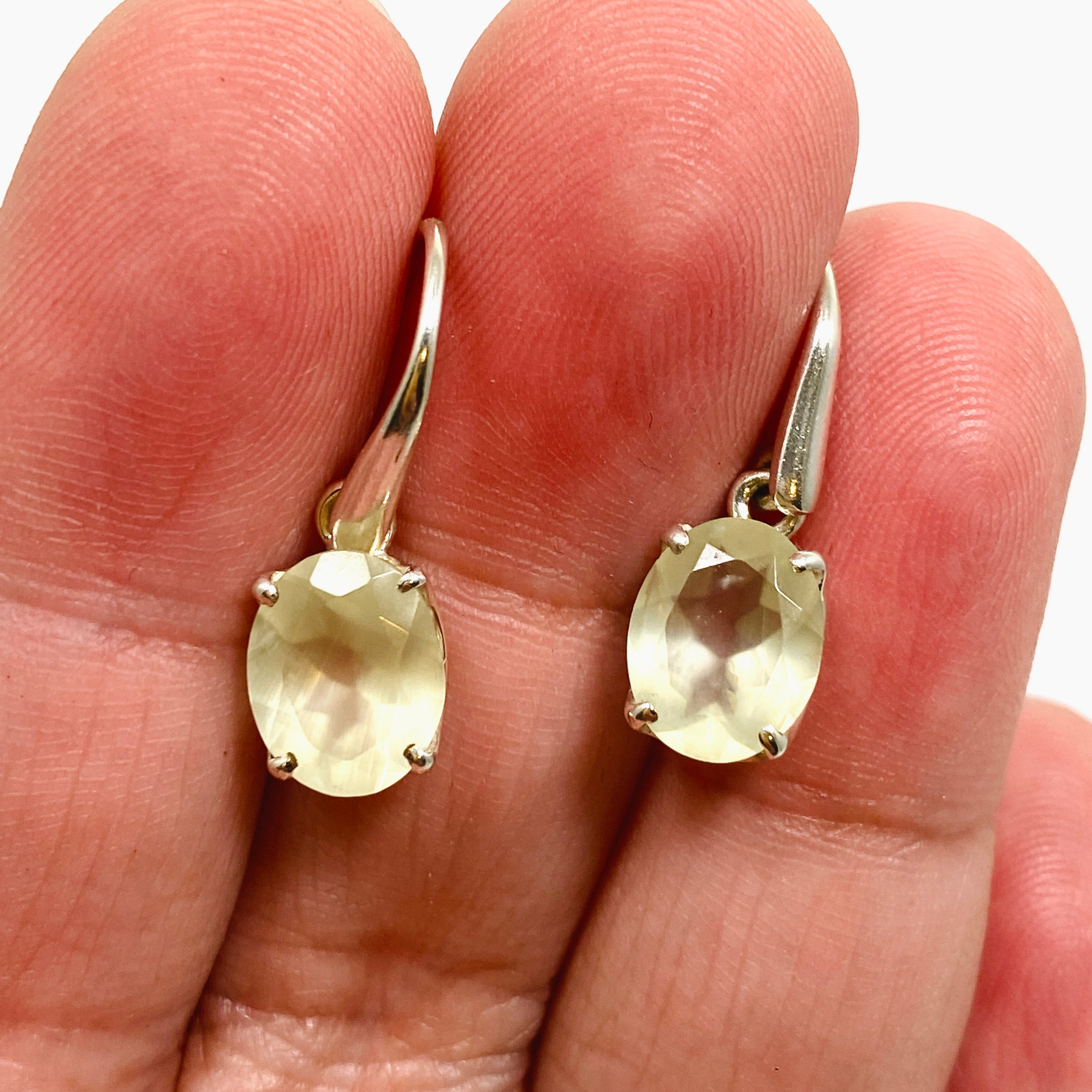 Prehnite Oval Faceted Earrings PEGJ314 - Elegant Gemstone Jewelry for Women | Perfect for Weddings, Parties & Special Occasions