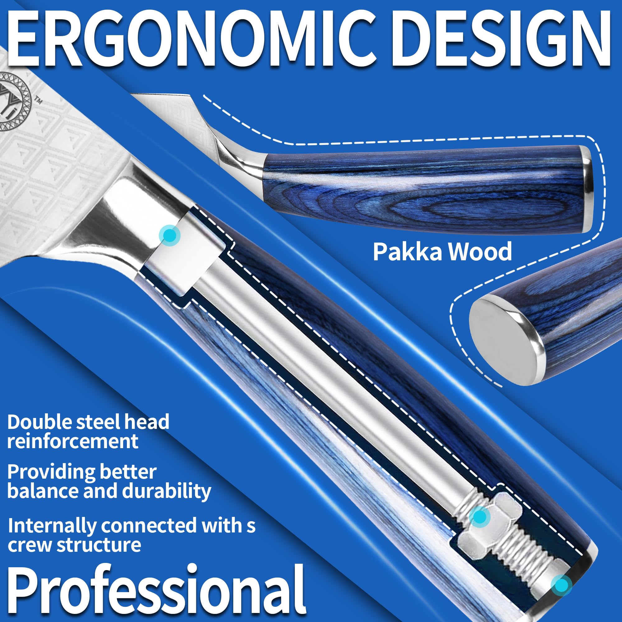 XYJ Professional 8-Piece Kitchen Knife Set with Vein Pattern - 8