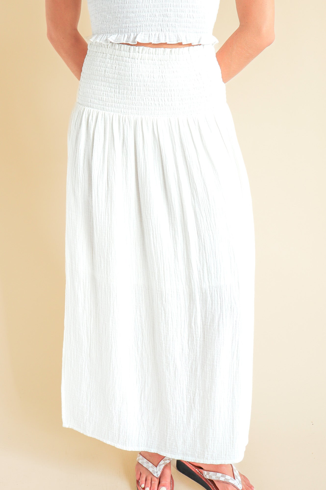 Brady Cheesecloth Skirt - White Flowy Summer Dress for Women | Beach Cover Up, Boho Outfit, Casual Wear