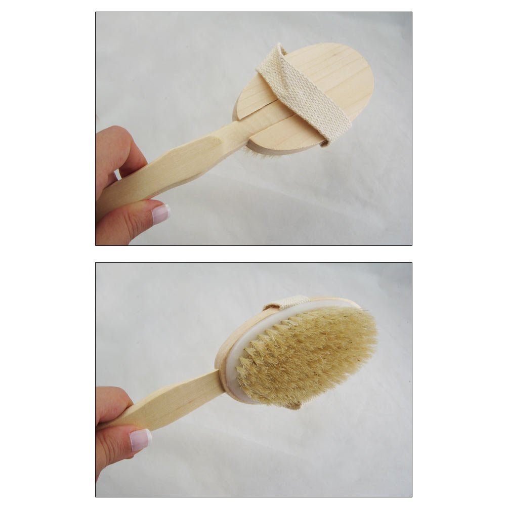 Natural Wood Spa Shower Bath Body Brush with Long Handle - Back Massage Scrubber for Exfoliation & Relaxation - Perfect for Home Spa, Bath Time & Self Care Routine