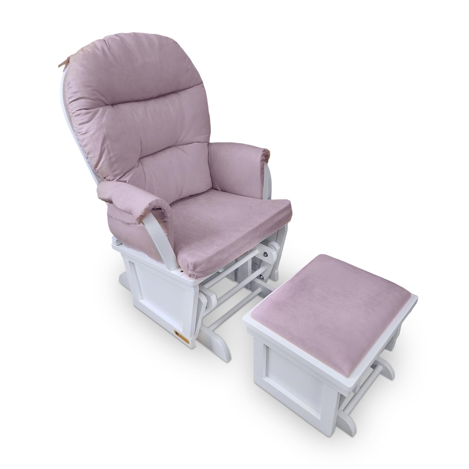 Lennox Nursery Glider Rocker Combo - White & Pink - Perfect for Baby Nurseries, Breastfeeding & Relaxing