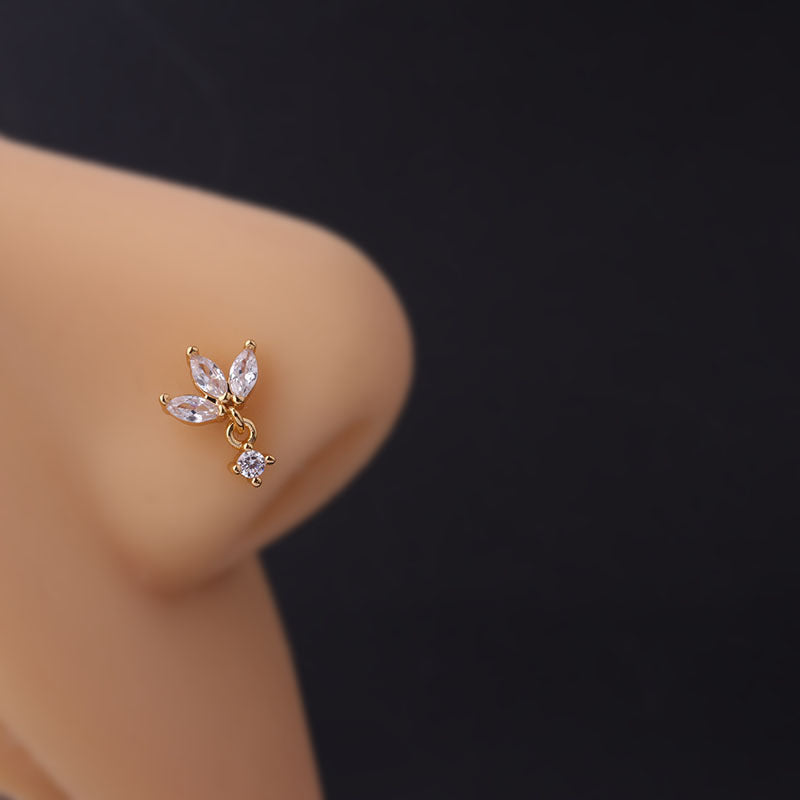 20G Small Dainty Nose Ring Stud Dangle Nose Piercing Jewelry for Women | HSPJ701 | Perfect for Everyday Wear, Parties & Special Occasions