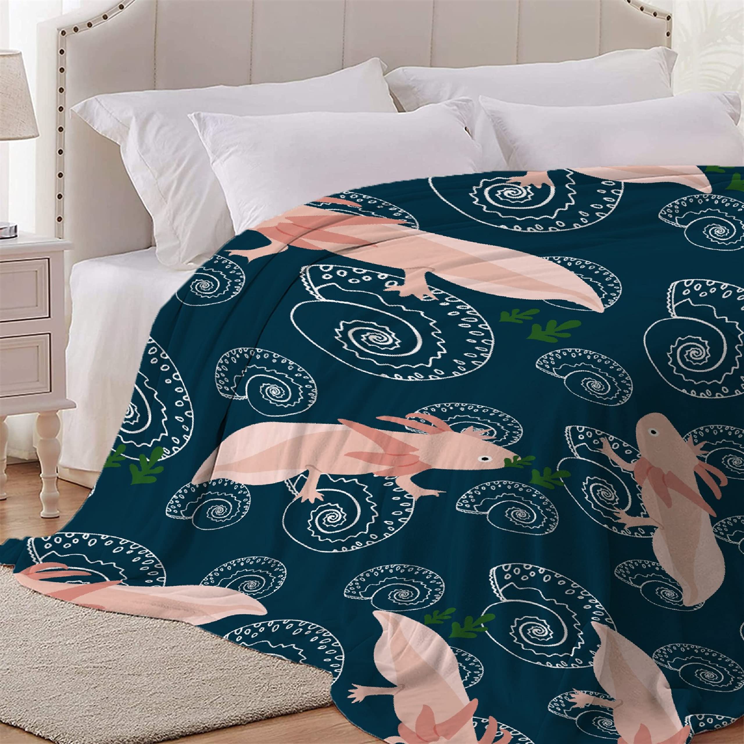 Super Soft Cute Axolotl Flannel Fleece Throw Blanket - Plush Lightweight Cozy Blanket for Couch, Sofa & Bed (120x90 inches) | Perfect Gift for Family & Friends | Great for Snuggling, Movie Nights & Home Decor
