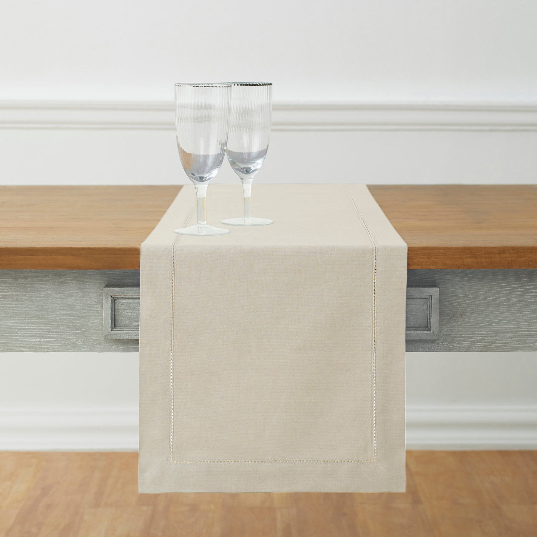Premium Cotton Linen Hemstitch Table Runner - Elegant Dining Table Decor for Weddings, Parties & Home Decor