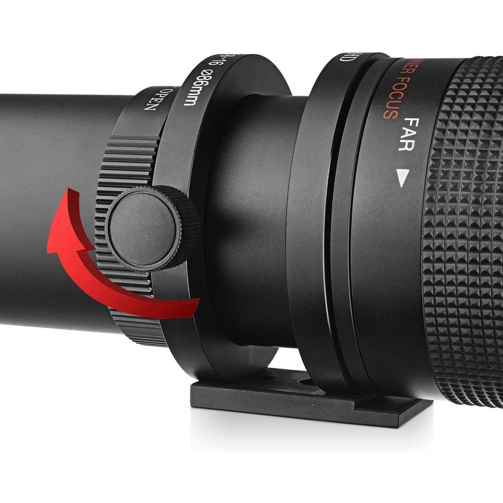 650-1300mm f/8 Manual Telephoto Zoom Lens for Sony E-Mount Cameras with 2X Teleconverter (Extends to 2600mm) - Professional Photography Accessory Kit for Wildlife, Sports & Long-Distance Shooting