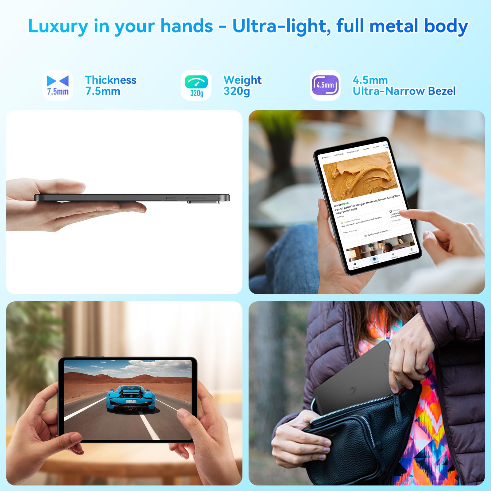 Headwolf FPad5 Android 14 Tablet 8.4 Inch - Octa Core G99 Processor, 16GB RAM 128GB ROM, 1920x1200 FHD Display, Widevine L1 for Netflix, 5500mAh Battery, 13MP+8MP Camera - Perfect for Kids Learning, Home Entertainment & Travel Use