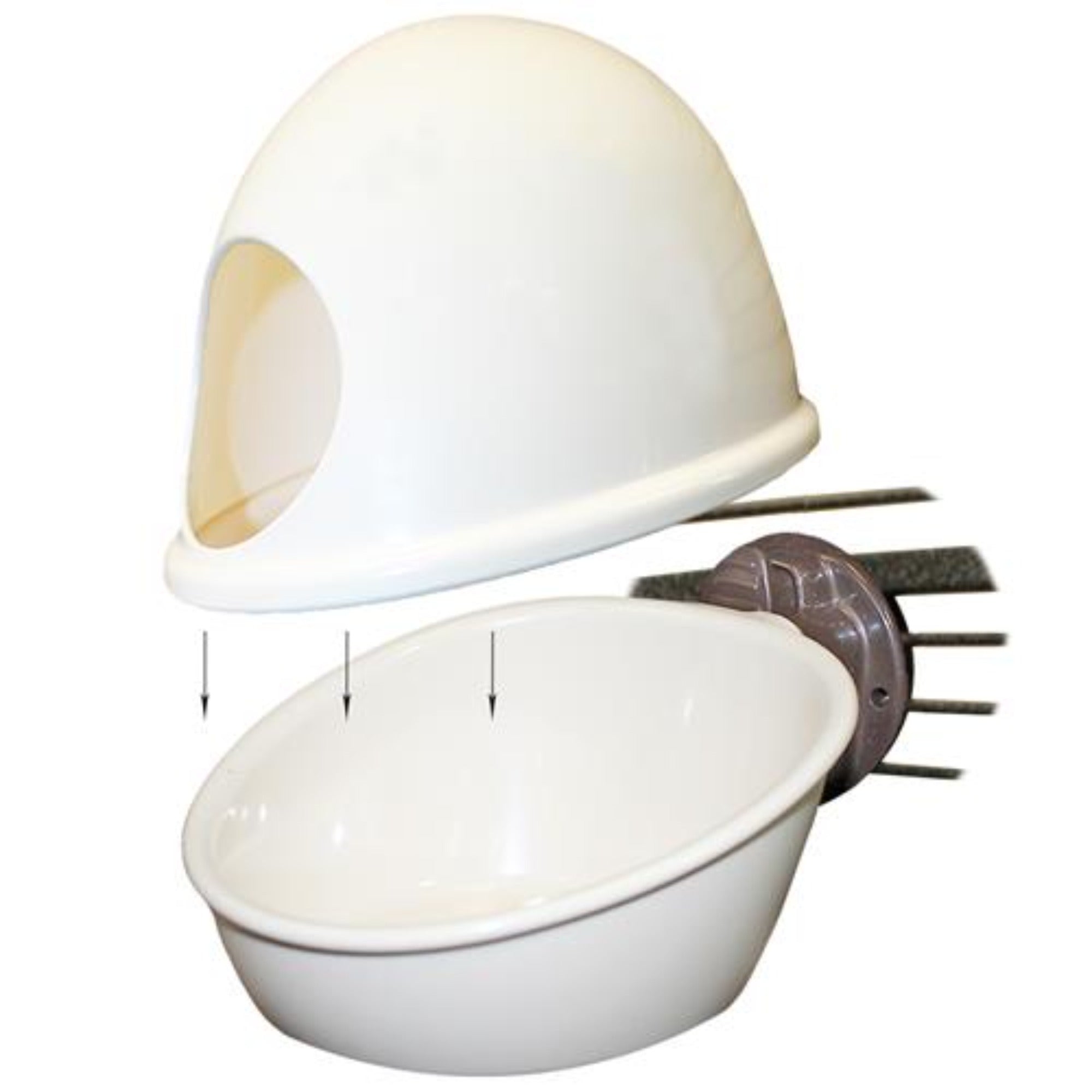 No Mess Press N' Slide Feed Station with Dome - Pet Food Dispenser for Cats & Dogs - Perfect for Home, Travel, and Outdoor Use