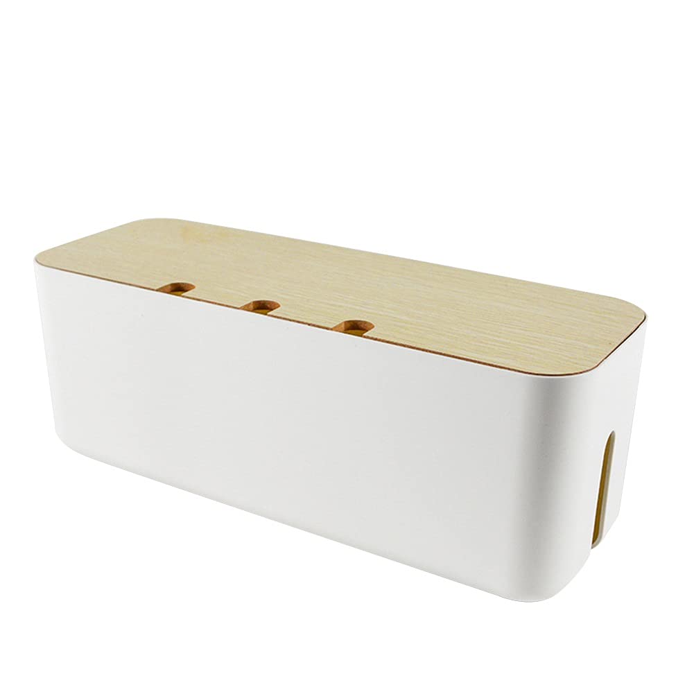 White Multi-Functional Cable Storage Box - Charger Socket Organizer & Power Strip Wire Case for Desktop, Network Cables & Electronic Accessories - Perfect for Home Office, Gaming Setup & Workspace Organization