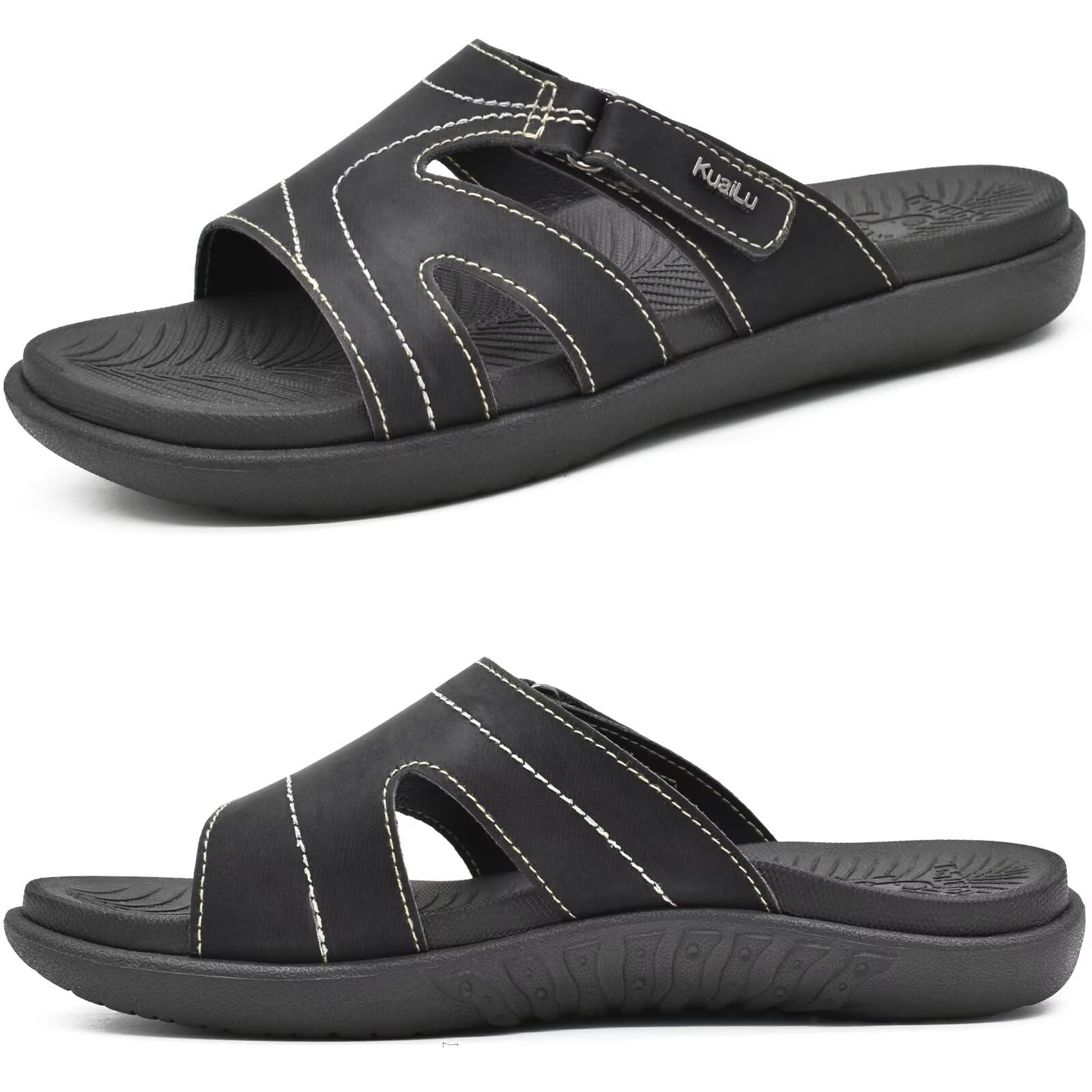 **KuaiLu Women's Orthotic Slides - Lightweight Athletic Yoga Sandals with Thick Cushion & Arch Support for Plantar Fasciitis - Perfect for Home, Gym, and Casual Wear**