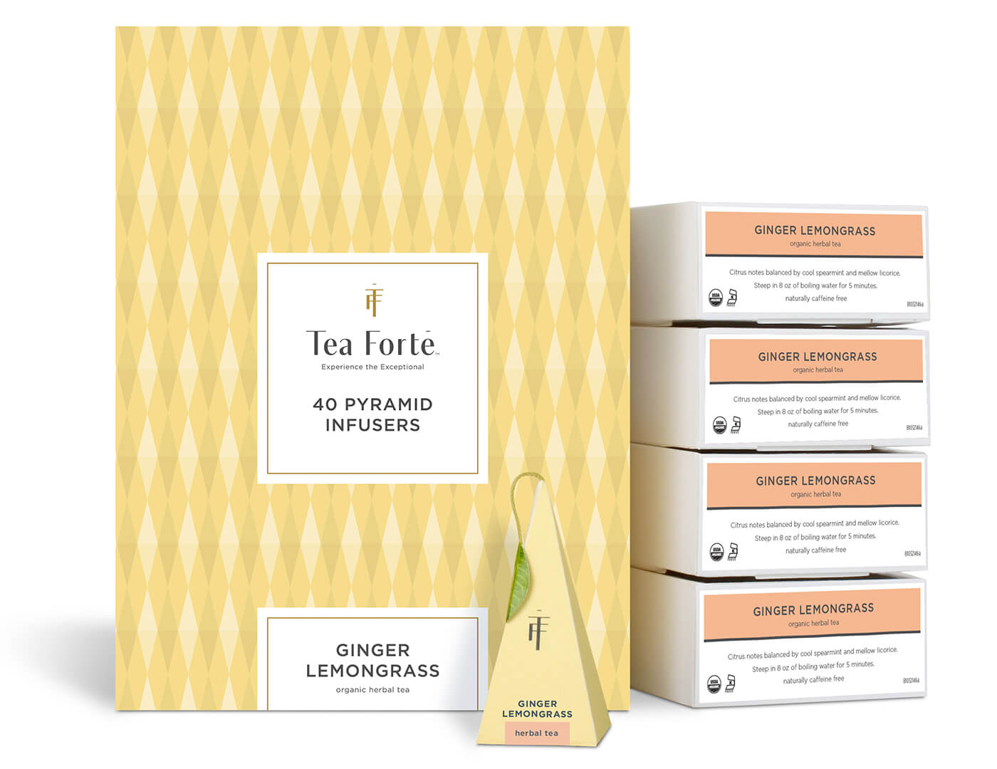 Organic Ginger Lemongrass Tea Bags 40ct - Herbal Tea for Digestion & Relaxation - Perfect for Stress Relief & After-Meal Wellness