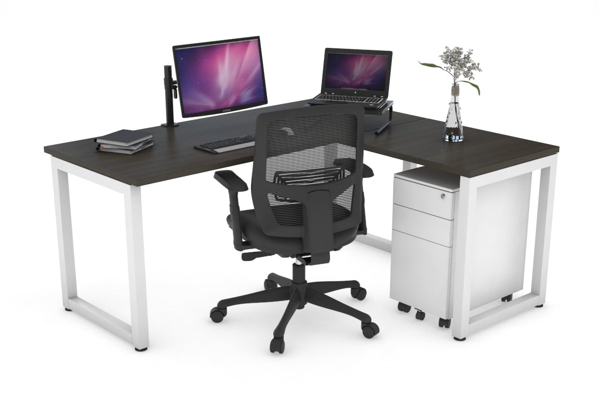 L-Shaped Corner Office Desk with Quadro Loop Legs - 1600L x 1700W Dimensions - Perfect for Home Office, Gaming Setup & Workspace Organization
