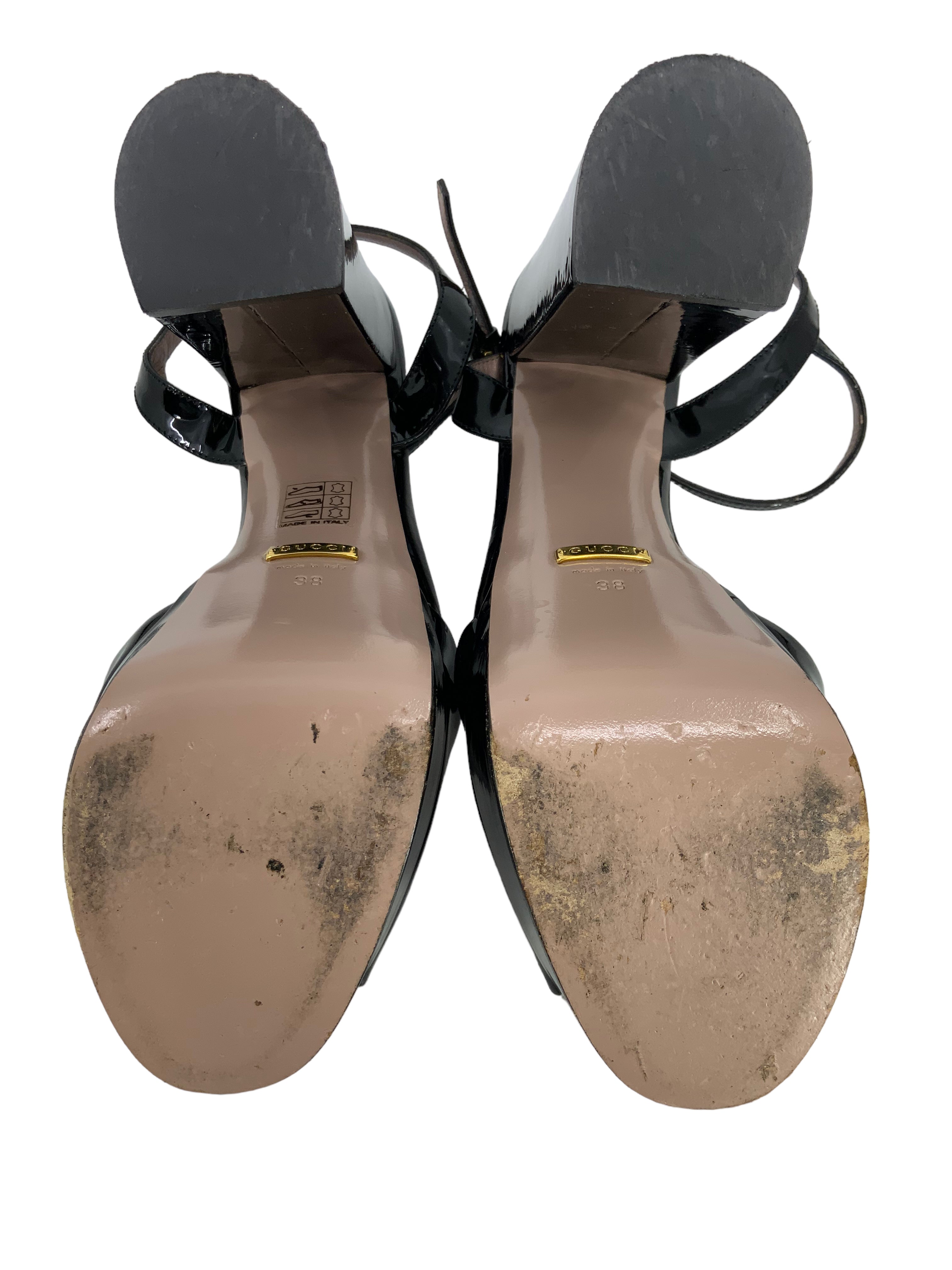 GUCCI Claudie Patent Leather Platform Horsebit Sandals for Women - Size 8 | Luxury Designer Shoes for Summer, Weddings & Special Occasions