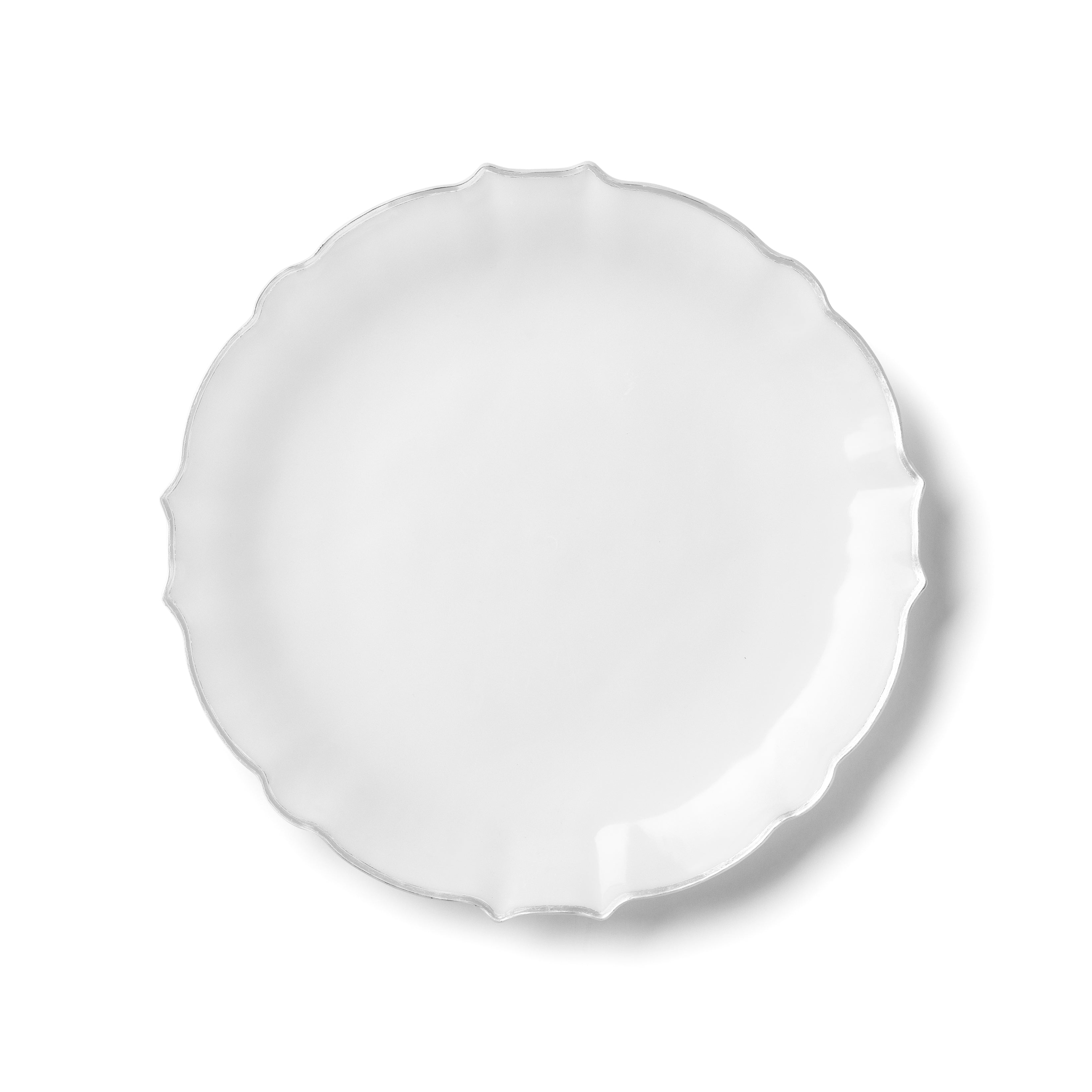 32-Pack White & Silver Round Plastic Dinnerware Set for 16 Guests - Elegant Disposable Plates, Bowls, Cups & Cutlery - Perfect for Weddings, Parties, Catering & Outdoor Events