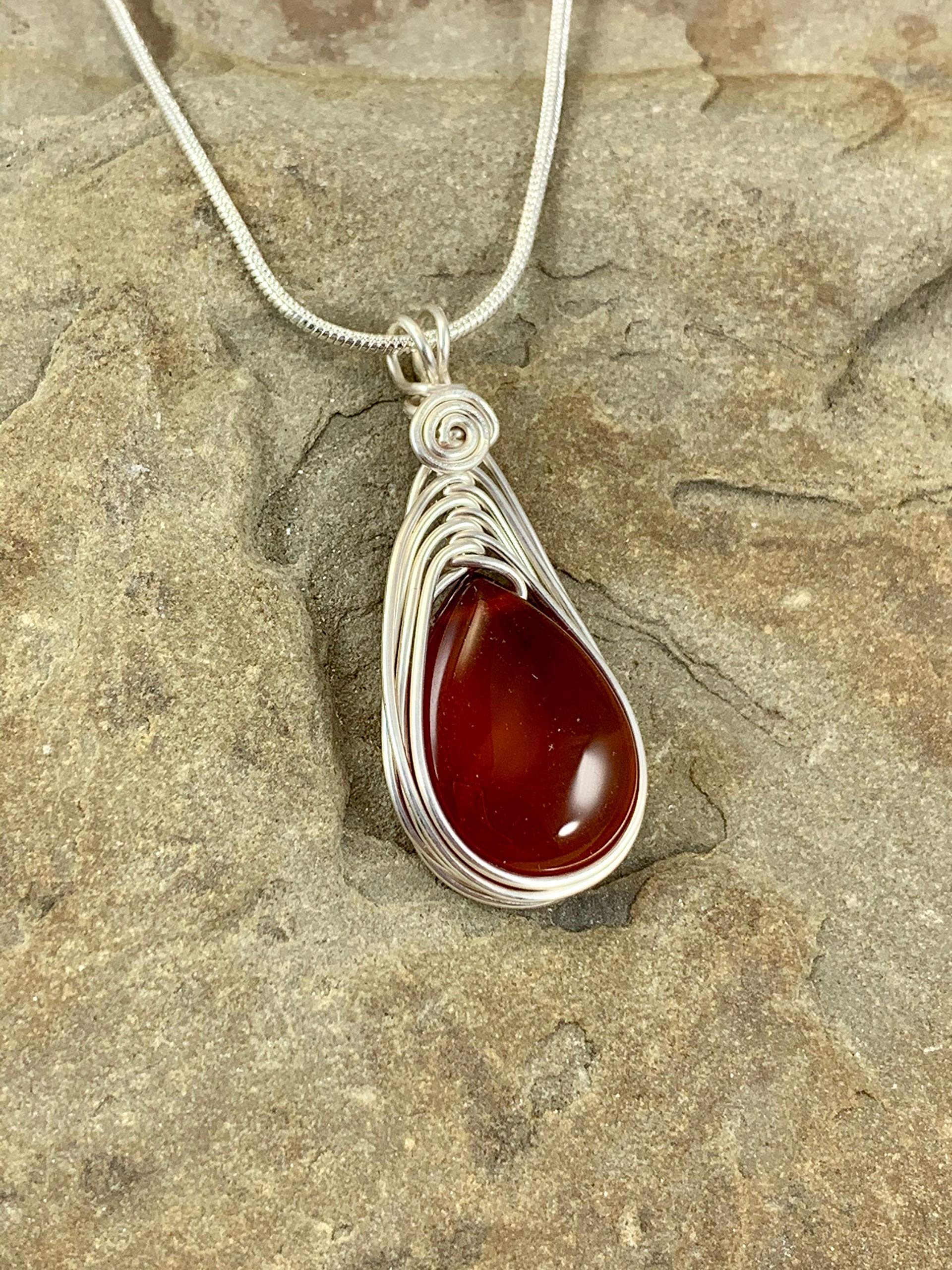 Elegant Silver Carnelian Necklace for Women - Sterling Silver Chain Pendant Jewelry - Perfect for Gifts, Parties & Everyday Wear