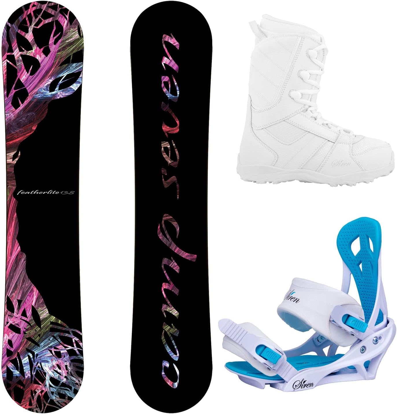 Featherlite Women's Complete Snowboard Package 2025 - Lightweight Snowboard Set with Bindings & Boots for All-Mountain Riding | Perfect for Beginners & Intermediate Riders on Powder Days & Resort Slopes