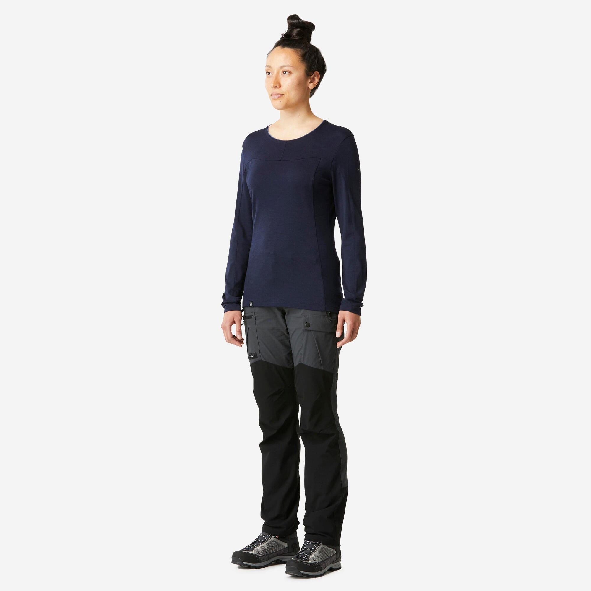 Forclaz Women's MT500 Long Sleeve Merino Wool T-Shirt - Burgundy Red - Hiking & Outdoor Activities Base Layer
