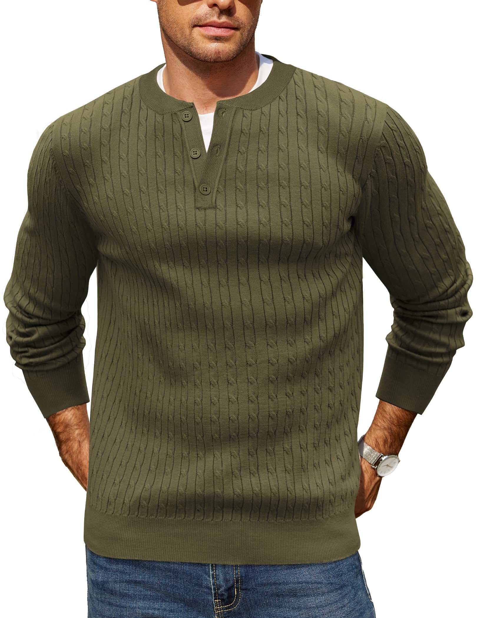 COOFANDY Men's Knit Henley Sweater - Long Sleeve Button Down Pullover for Fall & Winter | Casual Wear, Layering, Office Outfits & Date Nights