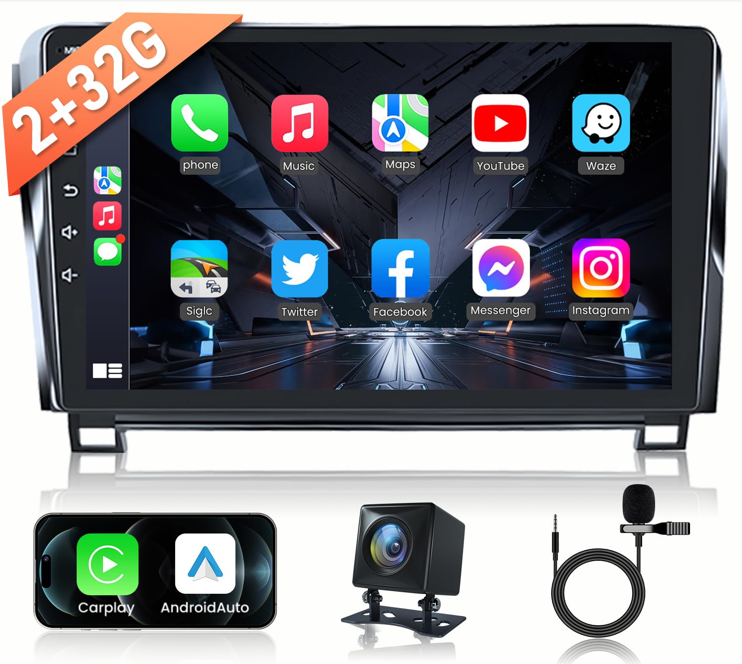 10.1 Inch Touchscreen Car Stereo for Toyota Tundra 2007-2013 & Sequoia 2008-2016 - Wireless CarPlay, Android Auto, GPS Navigation, 5G WiFi, AHD Backup Camera, Bluetooth, RDS FM, SWC - Perfect for Road Trips & Daily Commutes