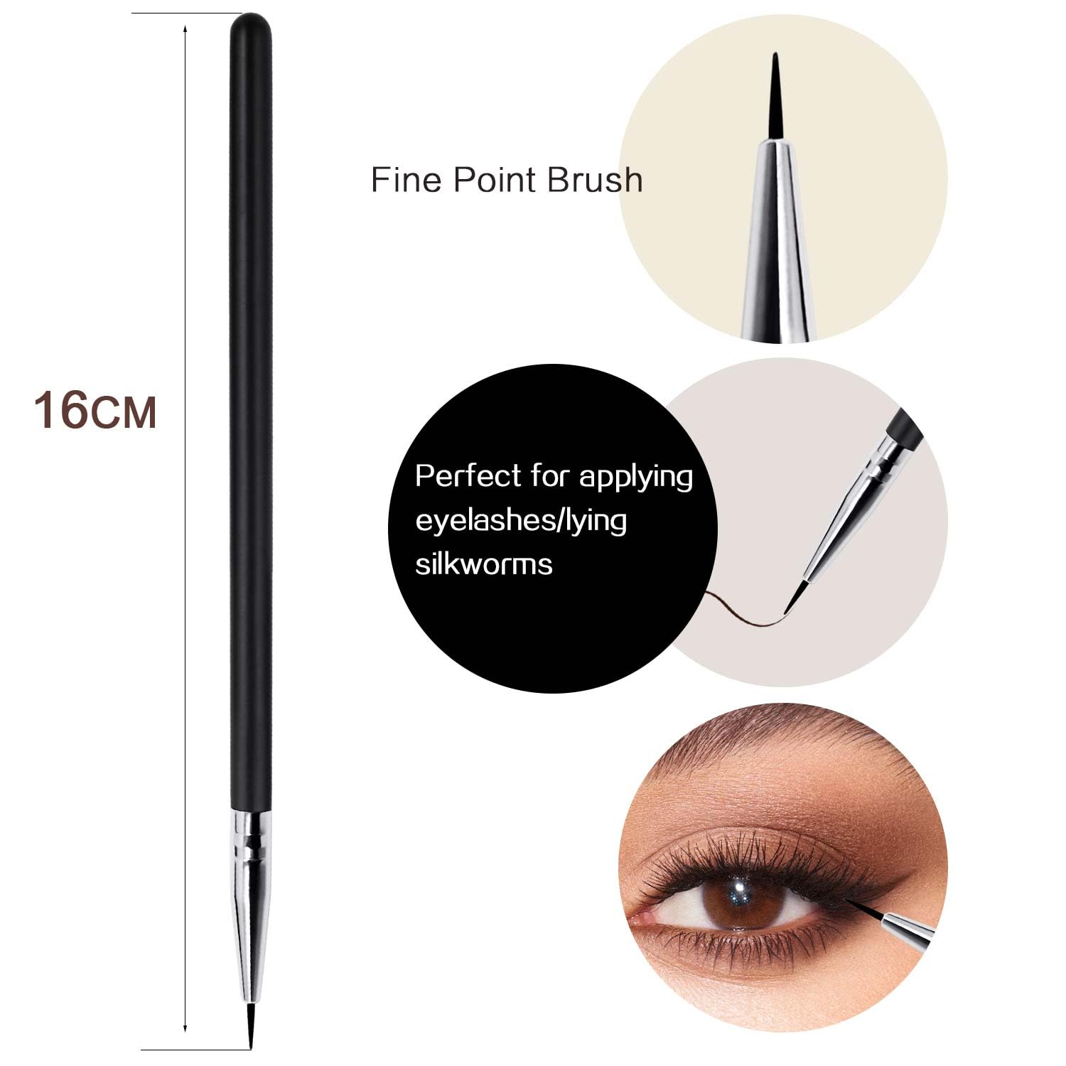 **Professional Makeup Brush Set - Eyeliner, Eyebrow, Eyeshadow & Concealer Brushes for Precise Application - 3PC Fine Point, Angled & Flat Thin Definer Brushes - Perfect for Contouring, Smokey Eyes & Flawless Makeup**