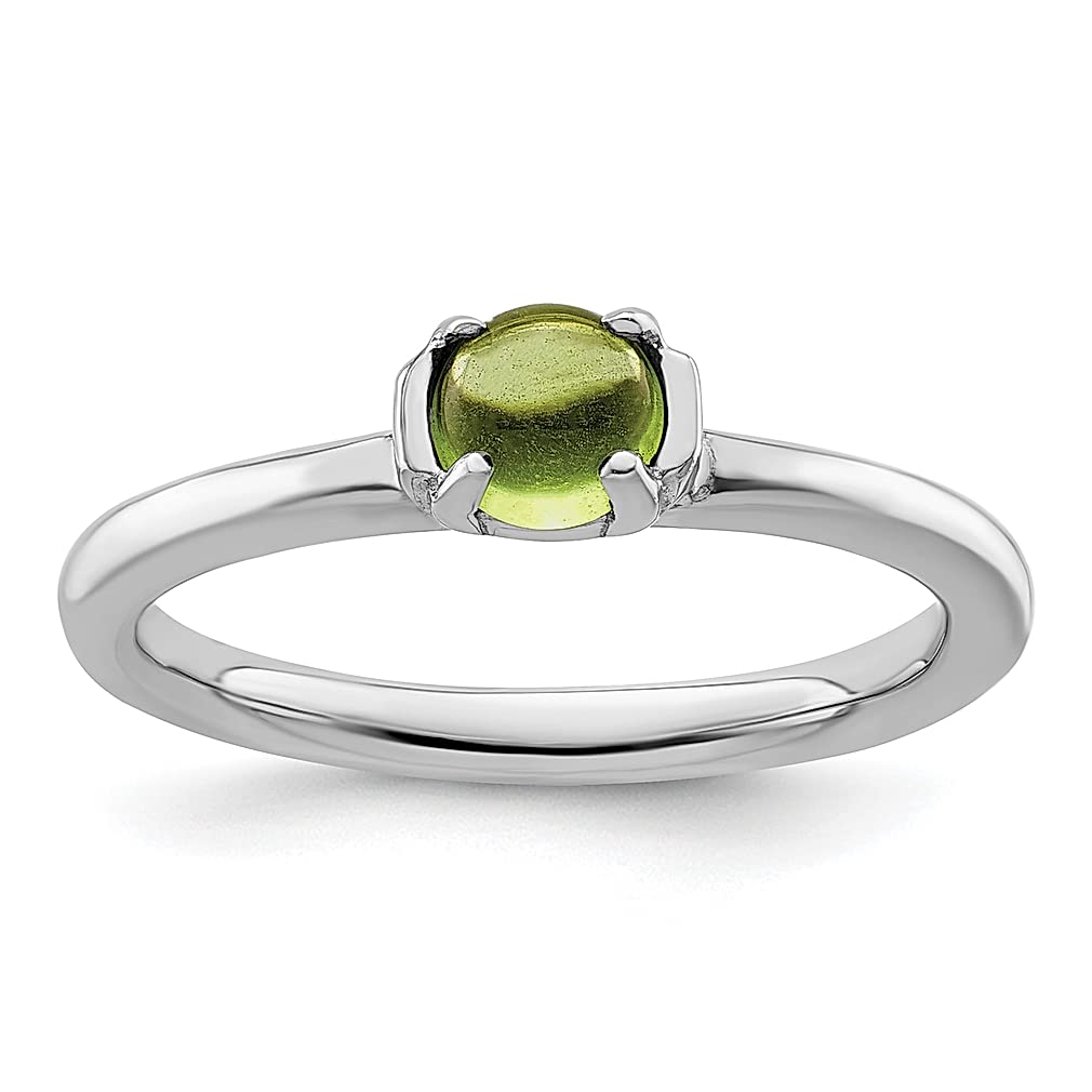 925 Sterling Silver Green Peridot Band Ring - August Birthstone Gemstone Stackable Jewelry for Women | Perfect Gift for Her, Birthday, Anniversary & Everyday Wear