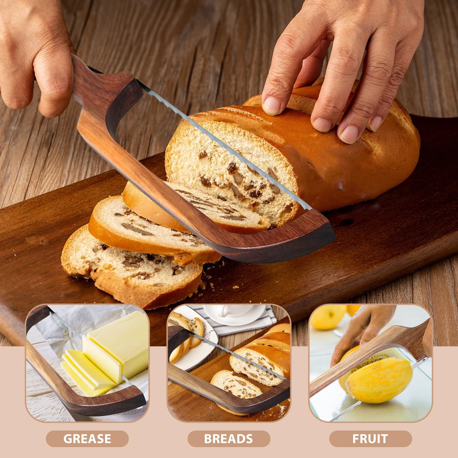 **Best Sourdough Bread Knife for Easy Slicing - Wooden Bread Slicer & Bow Saw Cutter for Homemade Bread - Perfect for Baking Supplies & Artisan Loaves (Ideal for Kitchens, Bakeries & Home Bakers)**