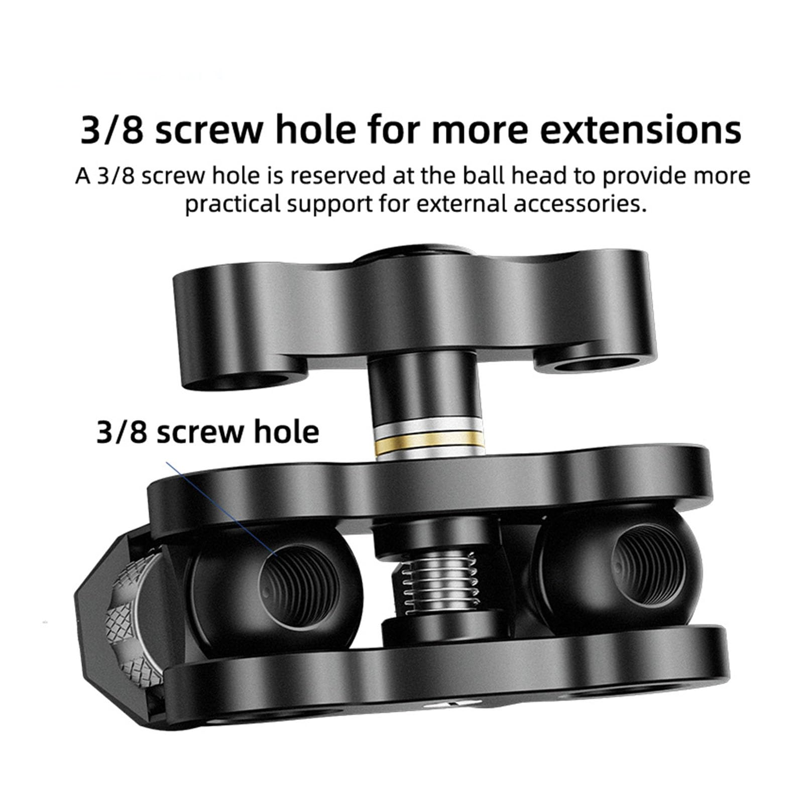 360° Rotatable Dual Ball Head Camera Clamp Mount - 1/4