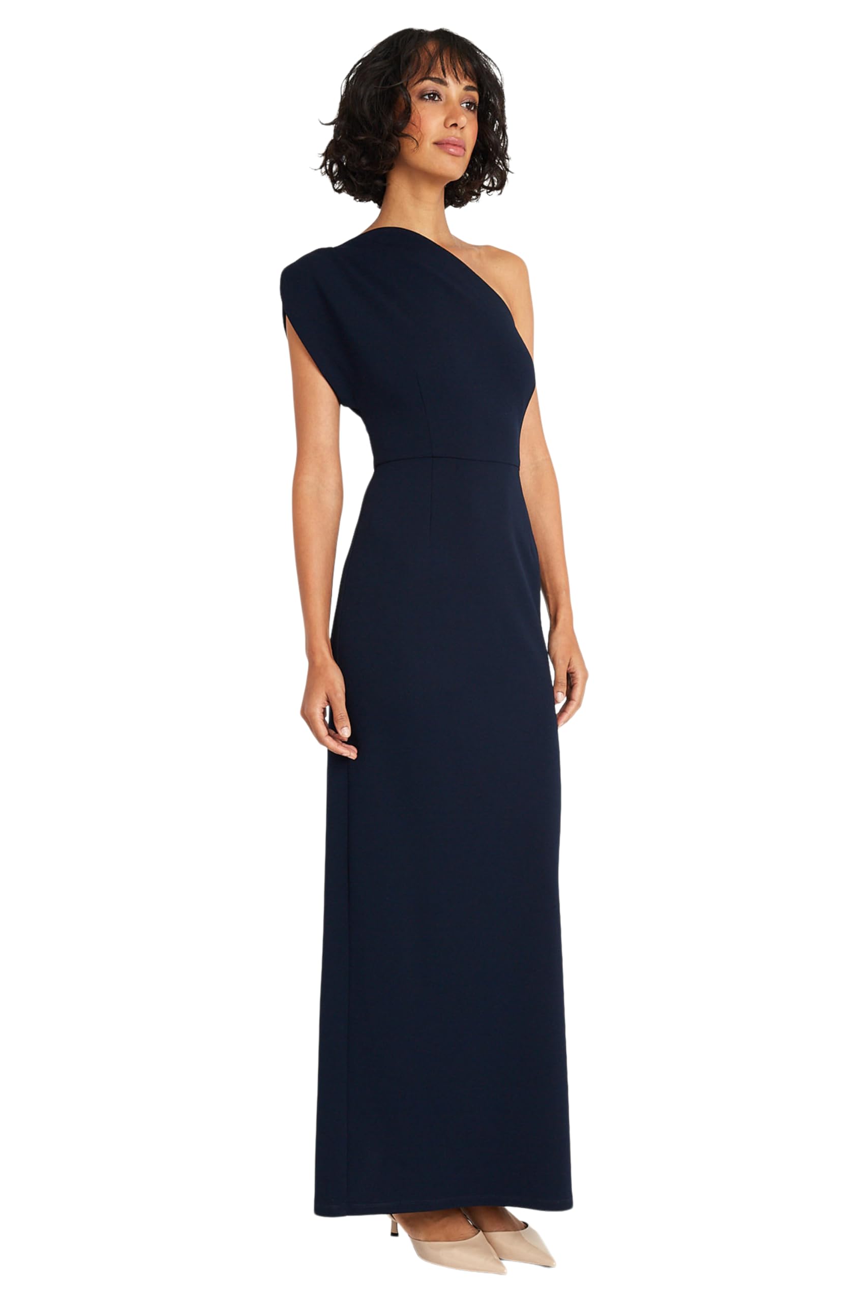Elegant One Shoulder Long Black Tie Maxi Evening Dress for Women | Formal Gown by Maggy London | Perfect for Weddings, Galas & Special Occasions